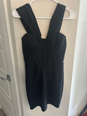 Windsor Black Bustier Strap Mini Dress